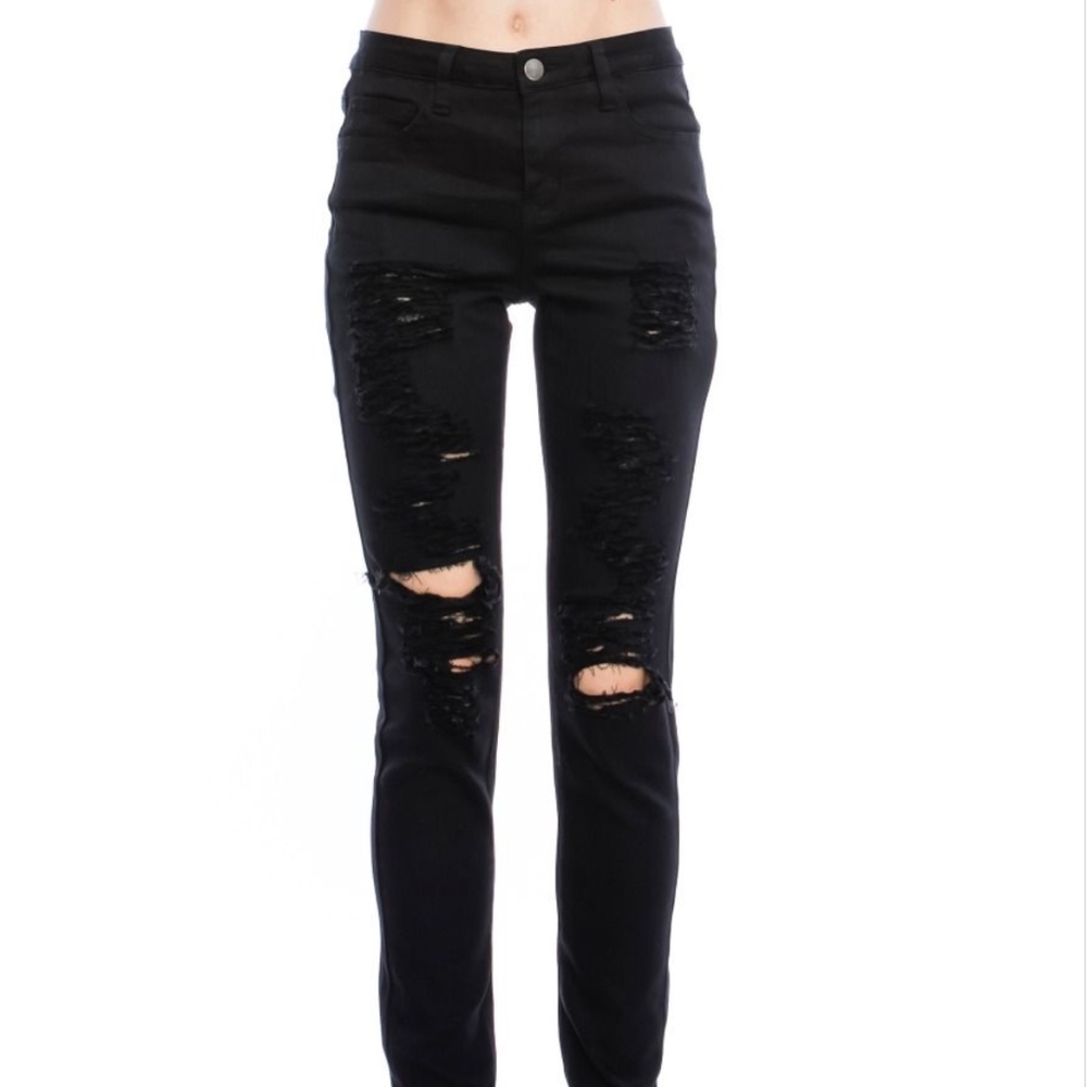 HIGH WAIST DISTRESSED JEANS